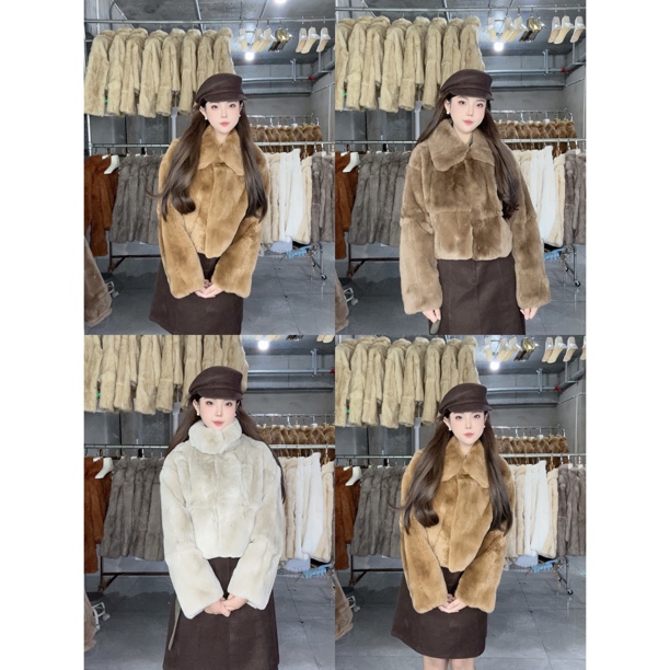【千金獭兔】秋冬獭兔毛中古时尚老钱风翻领兔毛短款女士外套
