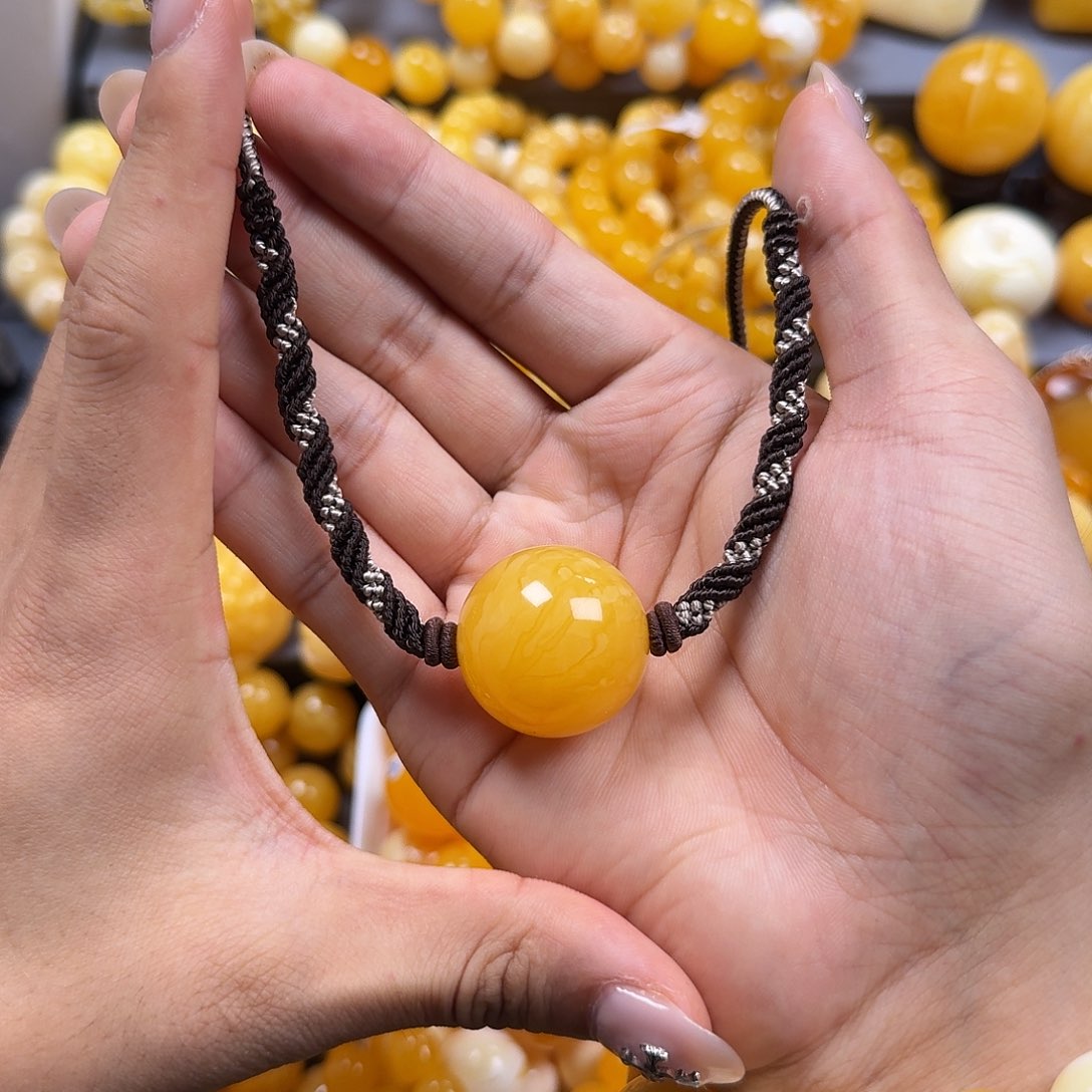 琥珀珠宝奇石未镶嵌锁骨26mm