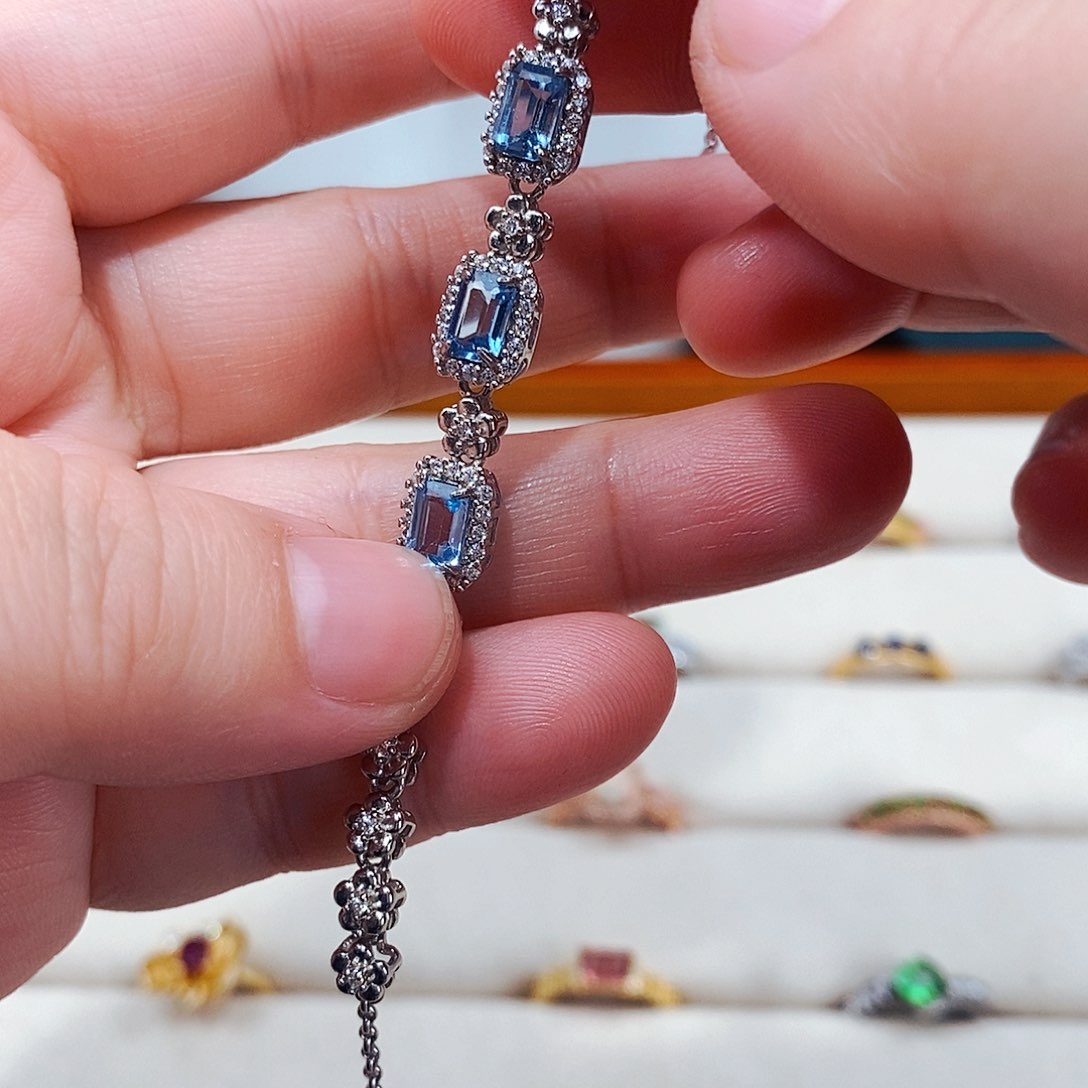 托帕石手链银S925镶嵌