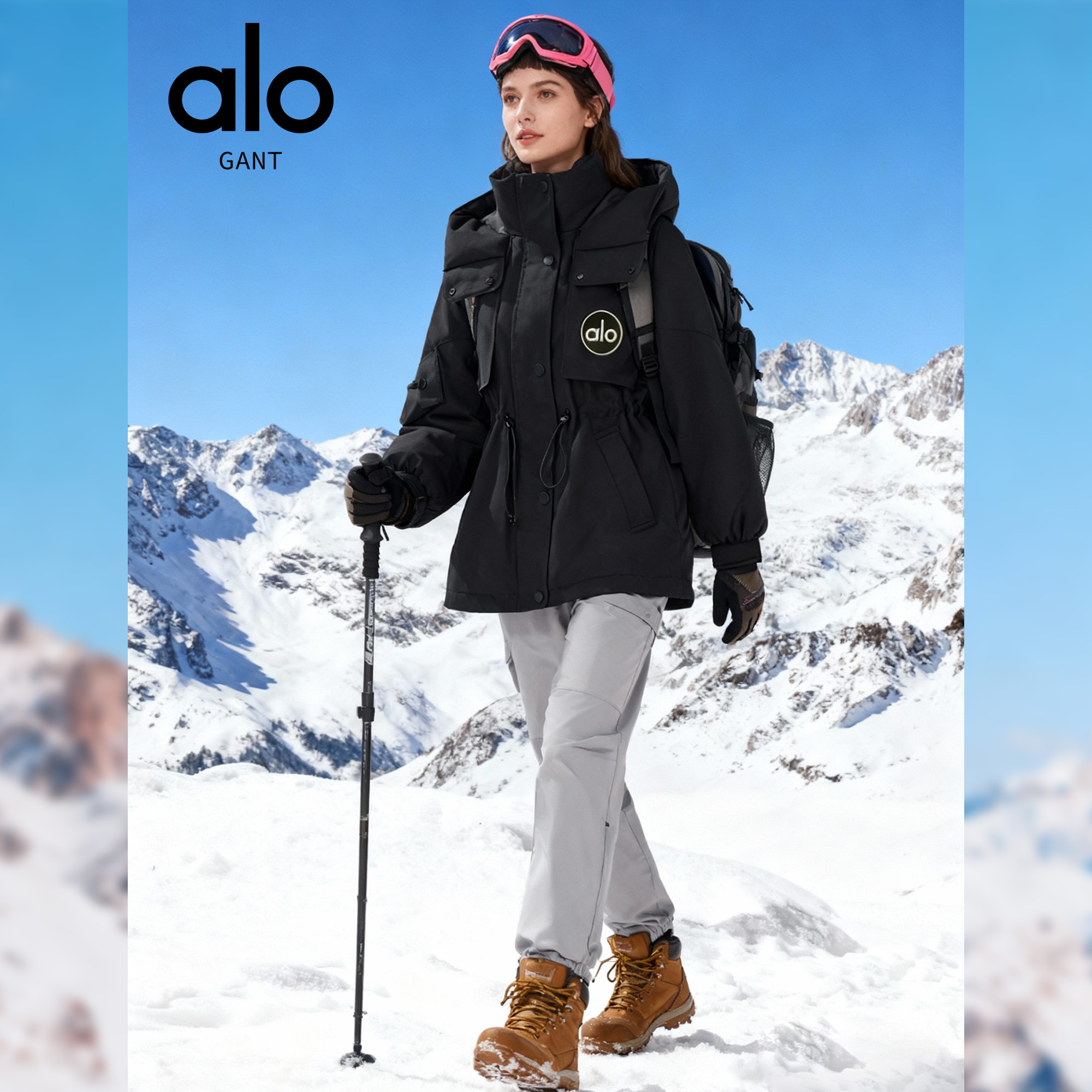 ALOGANT冬季新款90鹅绒三防加厚保暖连帽男女中长款羽绒服|YR1003