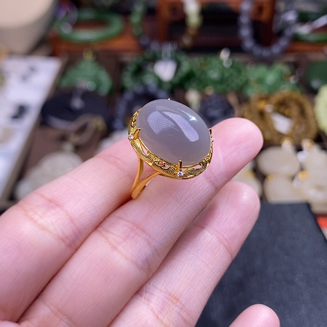 和田玉多样性发一 925.银烟紫戒指未镶嵌