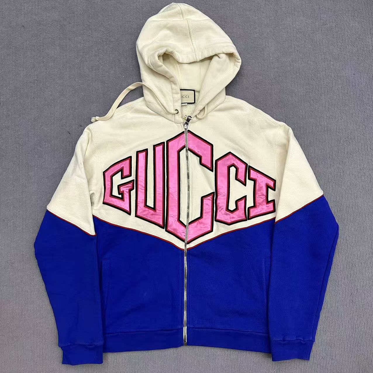 99新  GUCCI古驰/蓝白拼色复古LOGO外套/S码