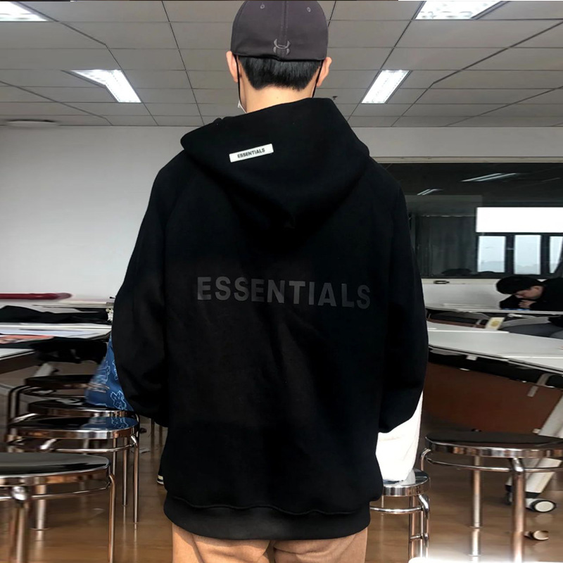 新款复线ESSENTIAL高街宽松拉链连帽外套情侣加绒卫衣