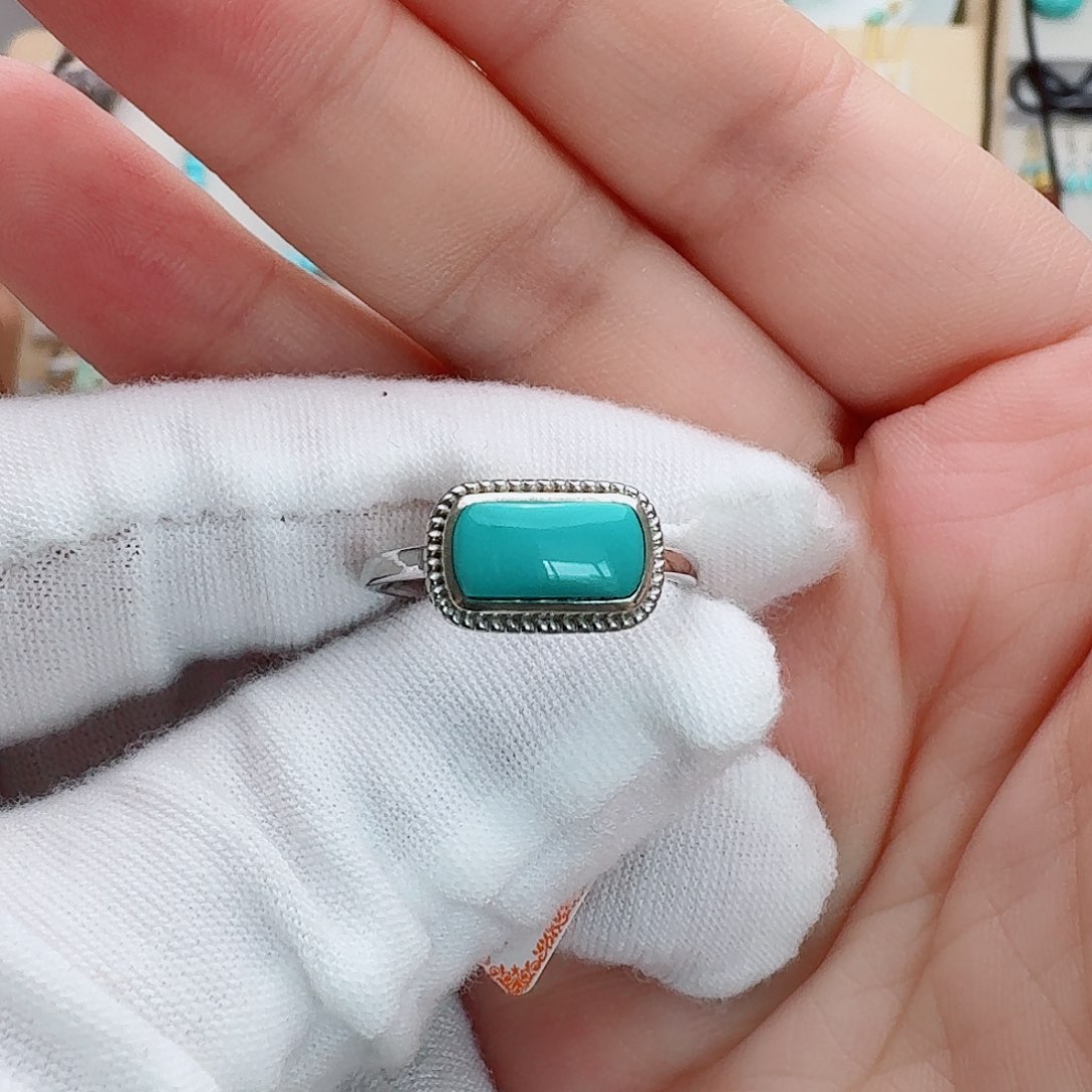 绿松石银S925镶嵌戒指