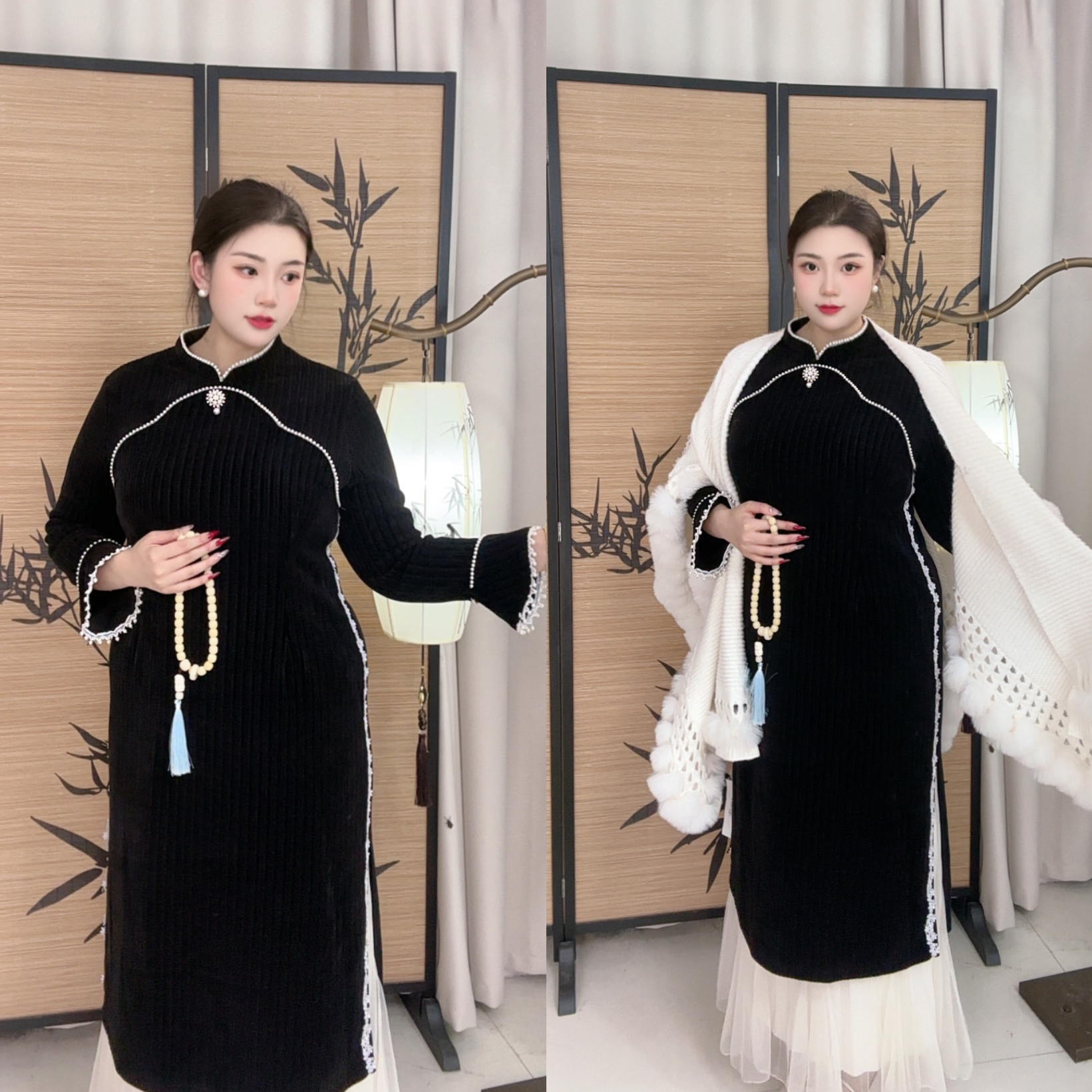 码加加一代宗师-37893新中式秋冬氛围感气质码旗袍优雅显瘦连衣裙