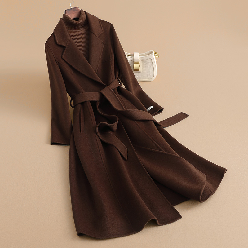 秋冬新款显瘦时尚气质保暖女士中长款女毛呢百搭冬季双面呢大衣