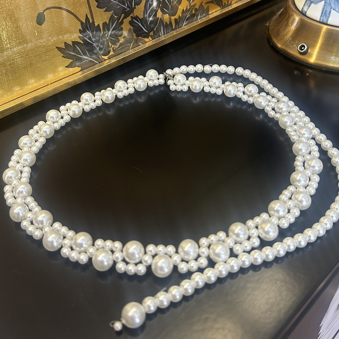 【媛珠 仿珍珠腰带】重工贵气百搭白色