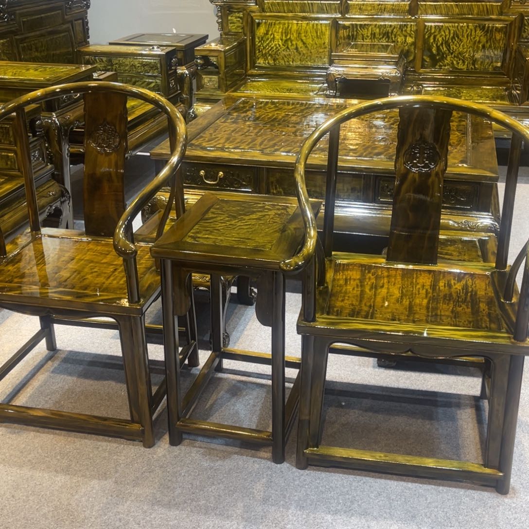 @***@紫檀木类成套家具，大叶圈椅一套