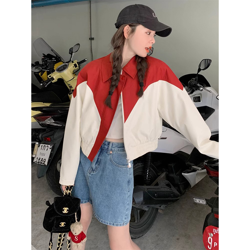 红色棒球服外套女春秋2025新款别致减龄漂亮韩系夹克