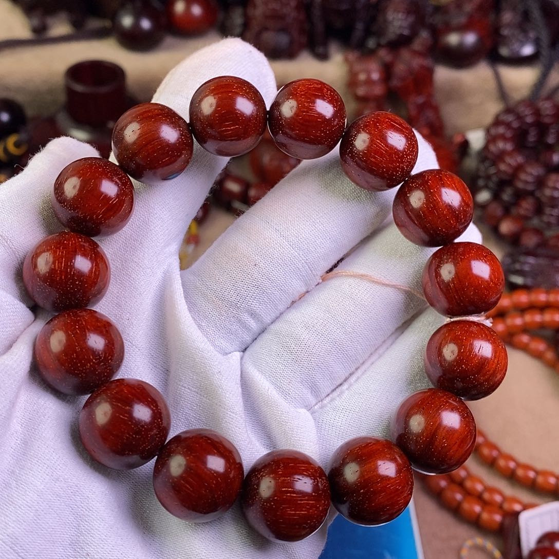 小叶紫檀手串/手链金**祖无胶无蜡15鳞底高油密