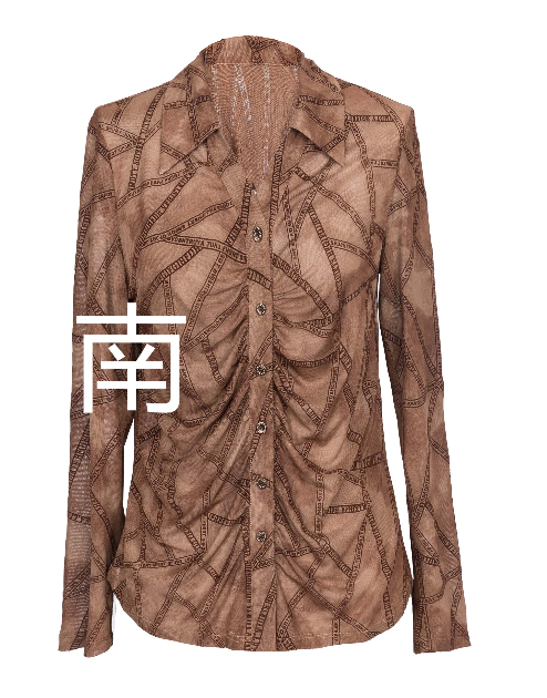 GUUIZS/贵姿25春雕花字母网纱衫26506027S