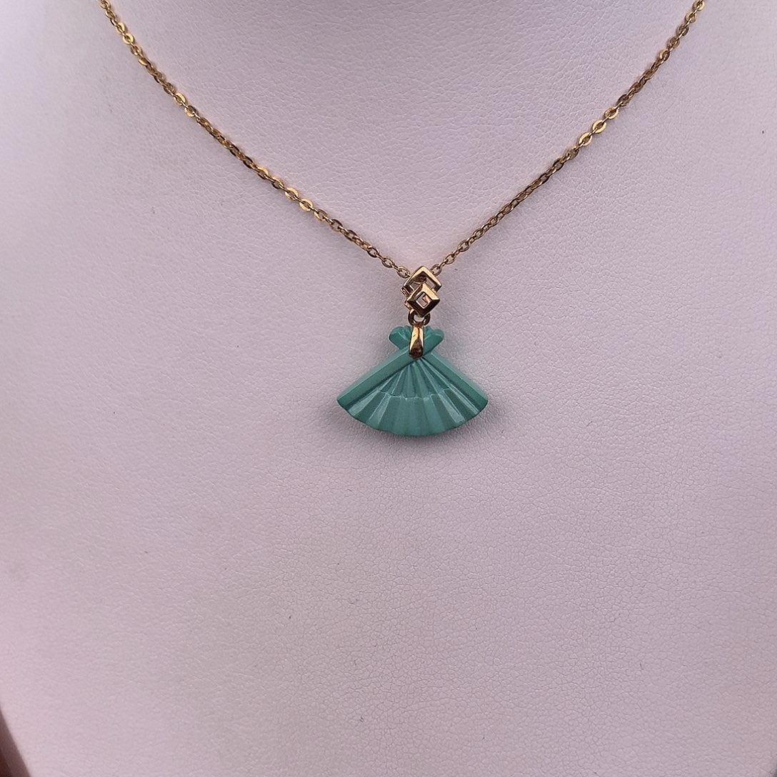 绿松石18K金镶嵌吊坠(赠链)