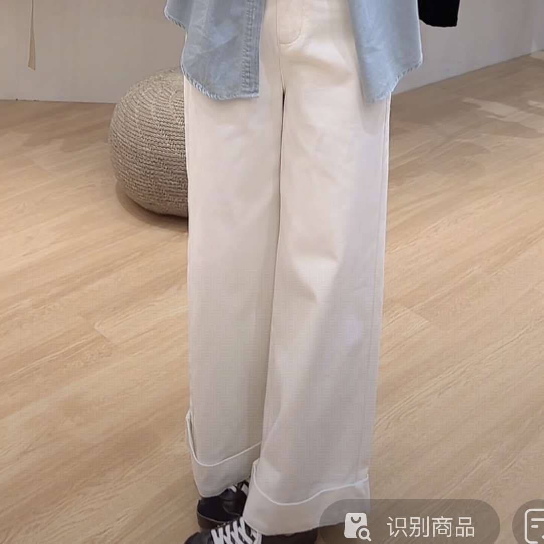 8207-1韩系卷边阔腿牛仔裤2025秋季新款牛仔裤