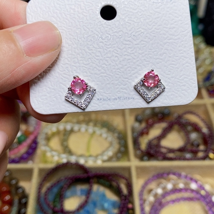 银S925镶嵌耳饰托帕石耳饰