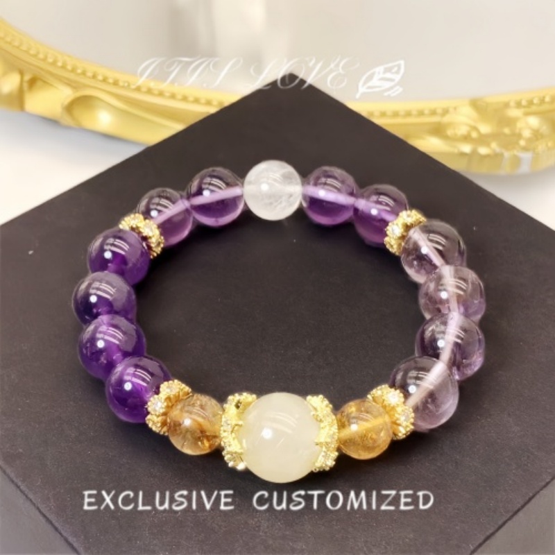  ItisLove【颖悟绝伦】招财转运暴富乌拉圭紫水晶黄塔金手串SL0176