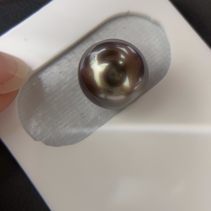 裸珠未镶嵌海水珍珠10.9mm正圆大溪地镜面光