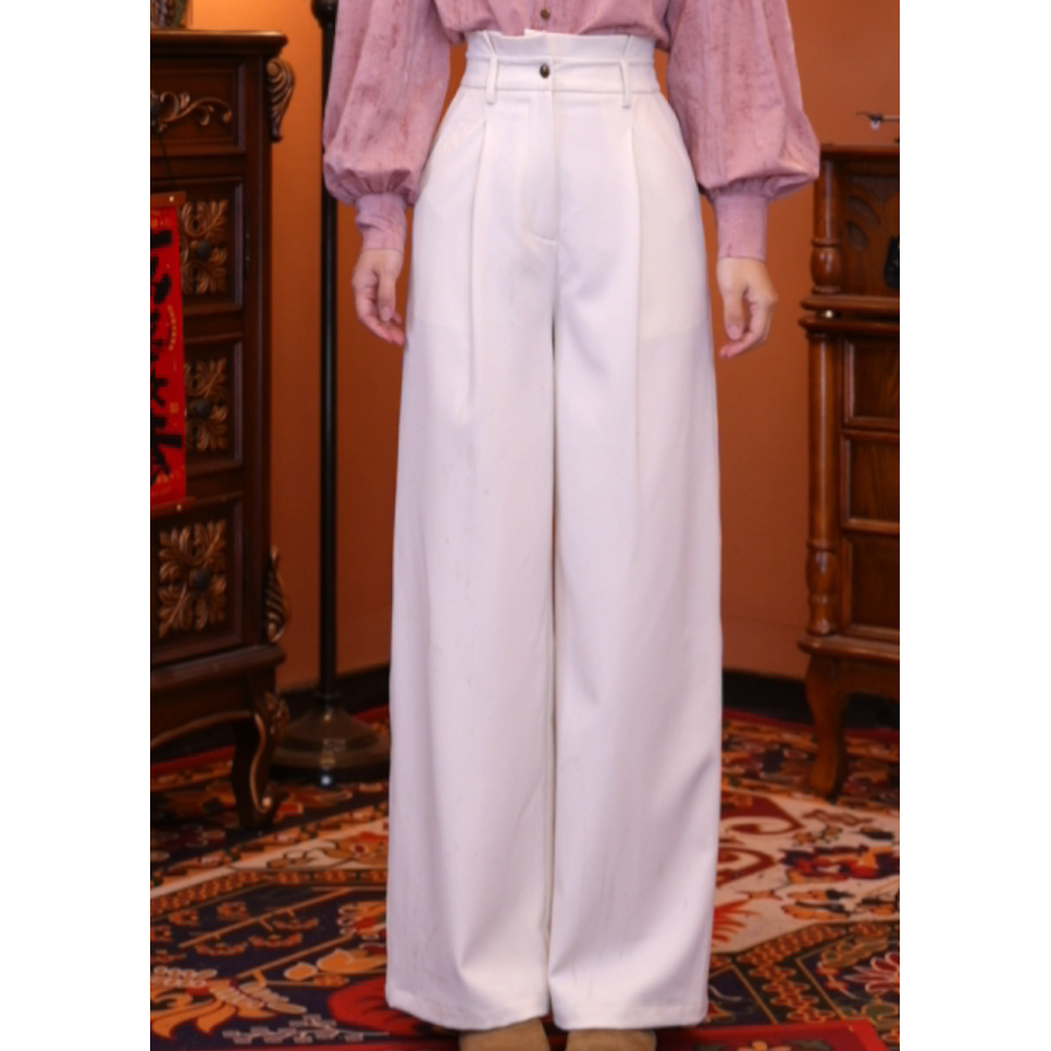 乐乐【白昼微光】港风气质复古百搭显瘦高腰女装新款长裤01393