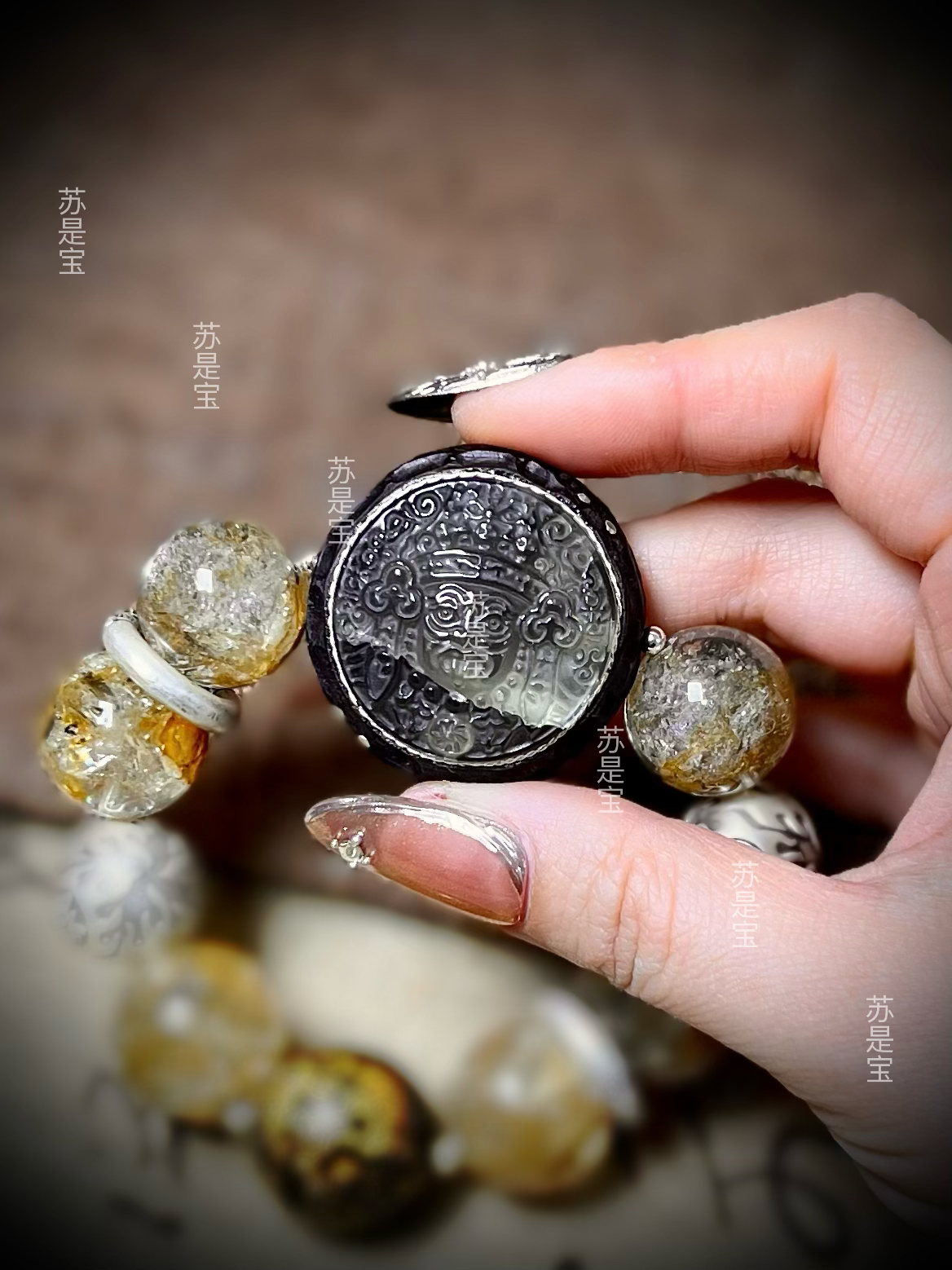 金光灿灿黄色水水手工手串