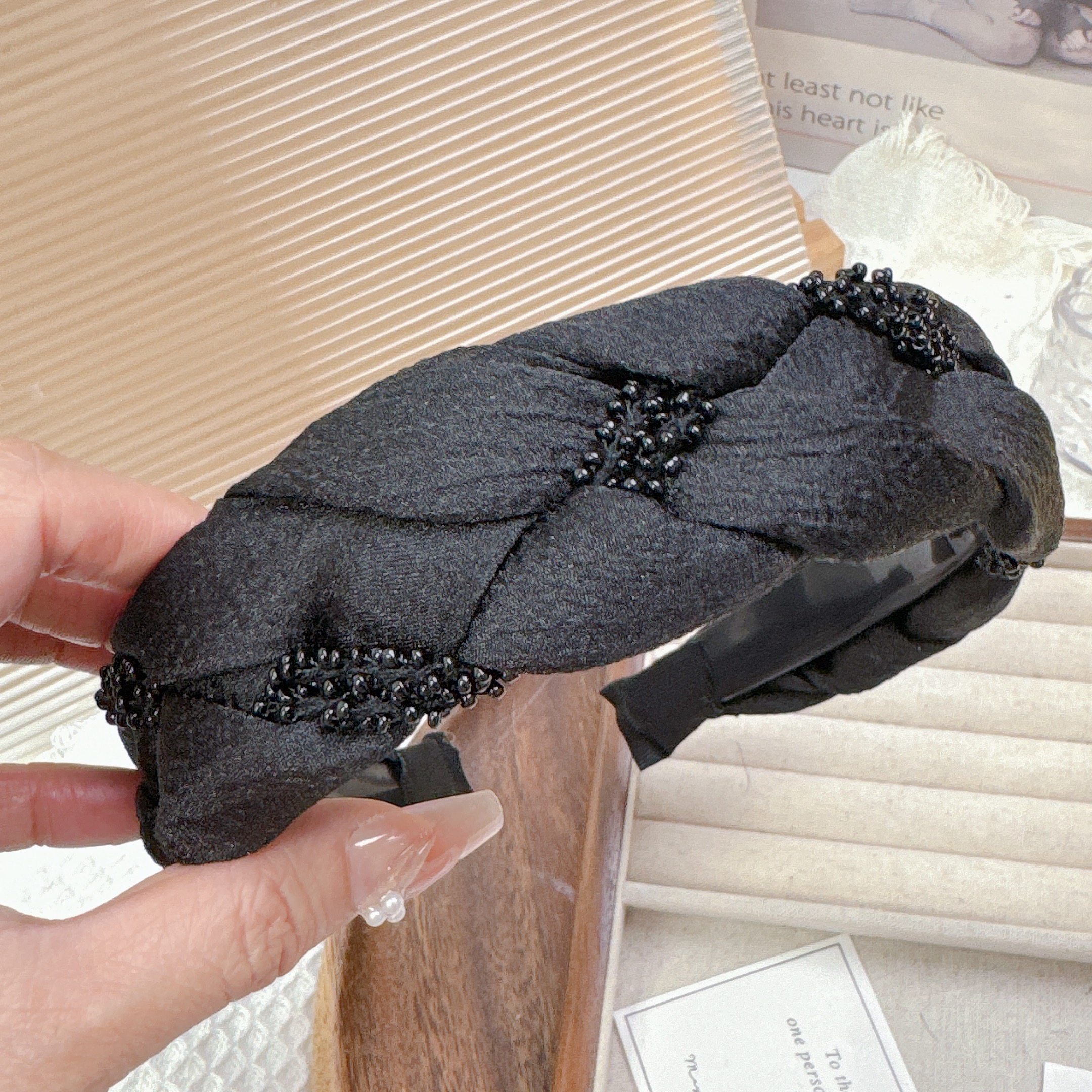 带齿韩版黑色宽边网纱盖白头发发箍韩国2025夏天头箍气质时尚