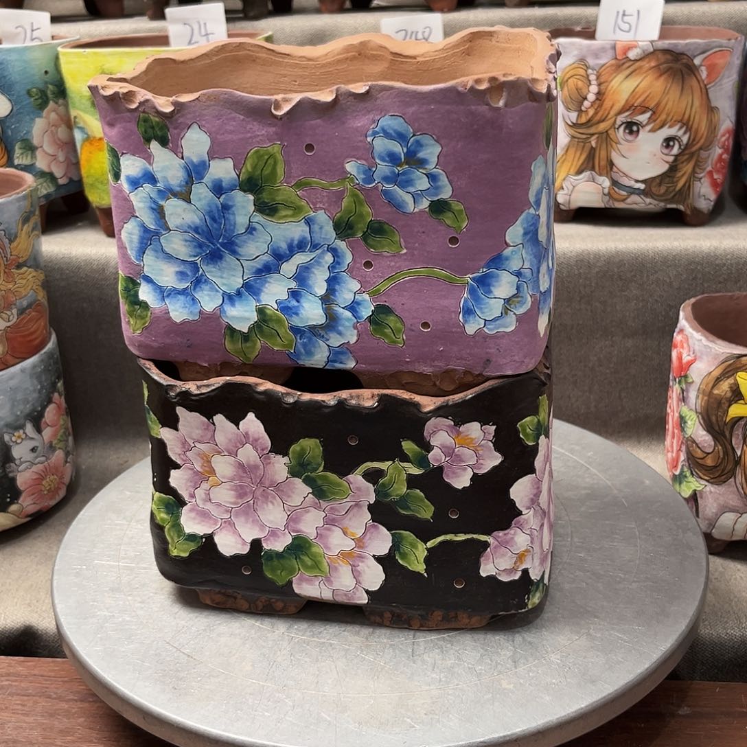 紫砂花盆两只福利