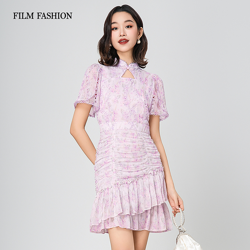 一电影一时装夏季新中式改良旗袍镂空轻薄女装连衣裙  FEAX121529