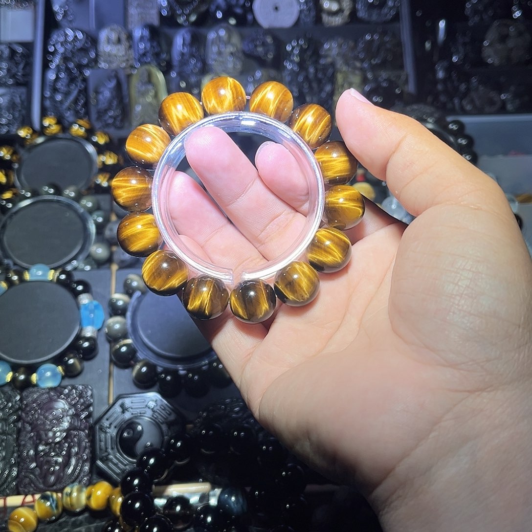 黑曜岩合金手链和****仓黄虎眼16m闪电M纹