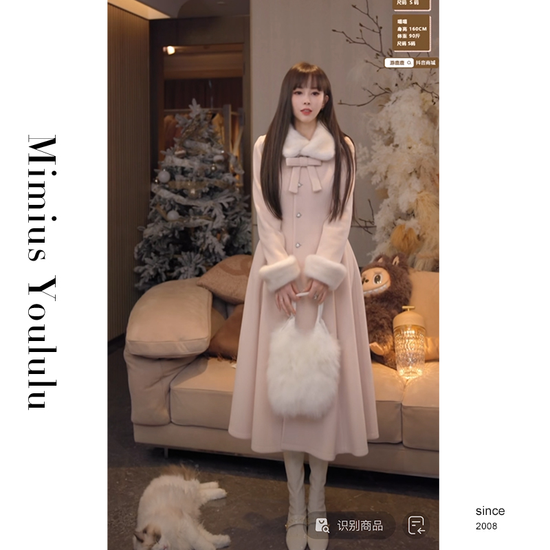 【mimius】&七七 樱花饼～千金风蝴蝶结收腰呢外套 汉服 F12140