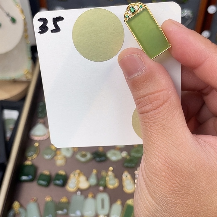 和田玉（碧玉）颈饰银S925镶嵌和田玉35