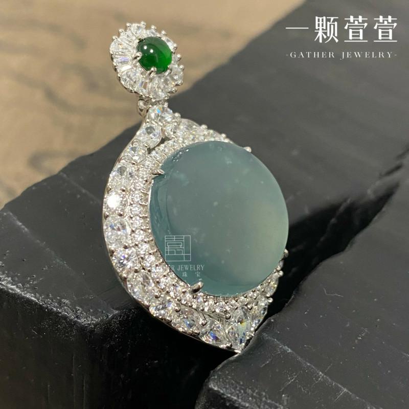 【无事圆牌】一颗萱萱翡翠银镶吊坠390995百搭大气
