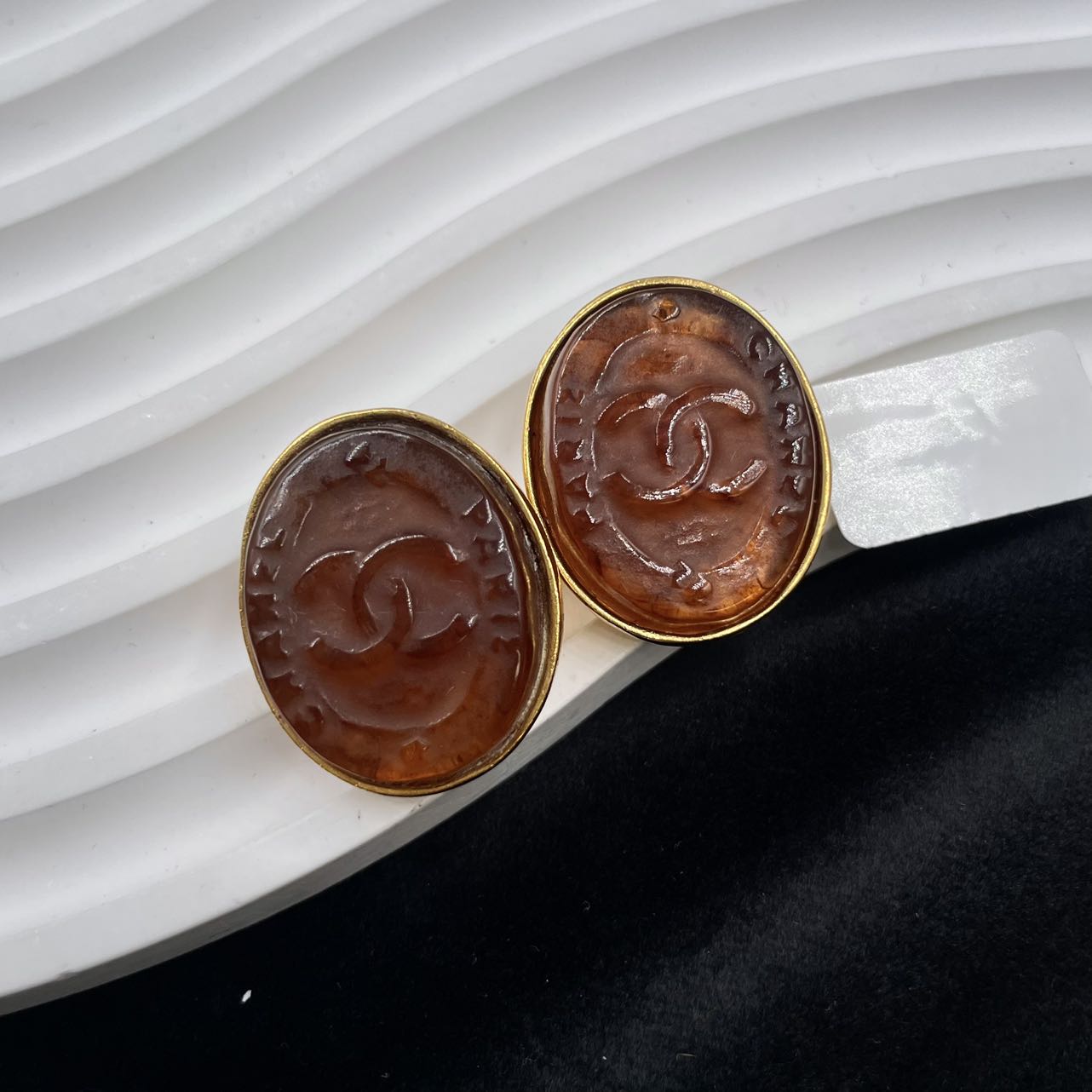 95新 Chanel/香奈儿 香奈儿糖霜琉璃耳夹/x05736