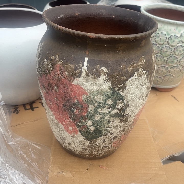 紫砂茶碗油画口径20高度28