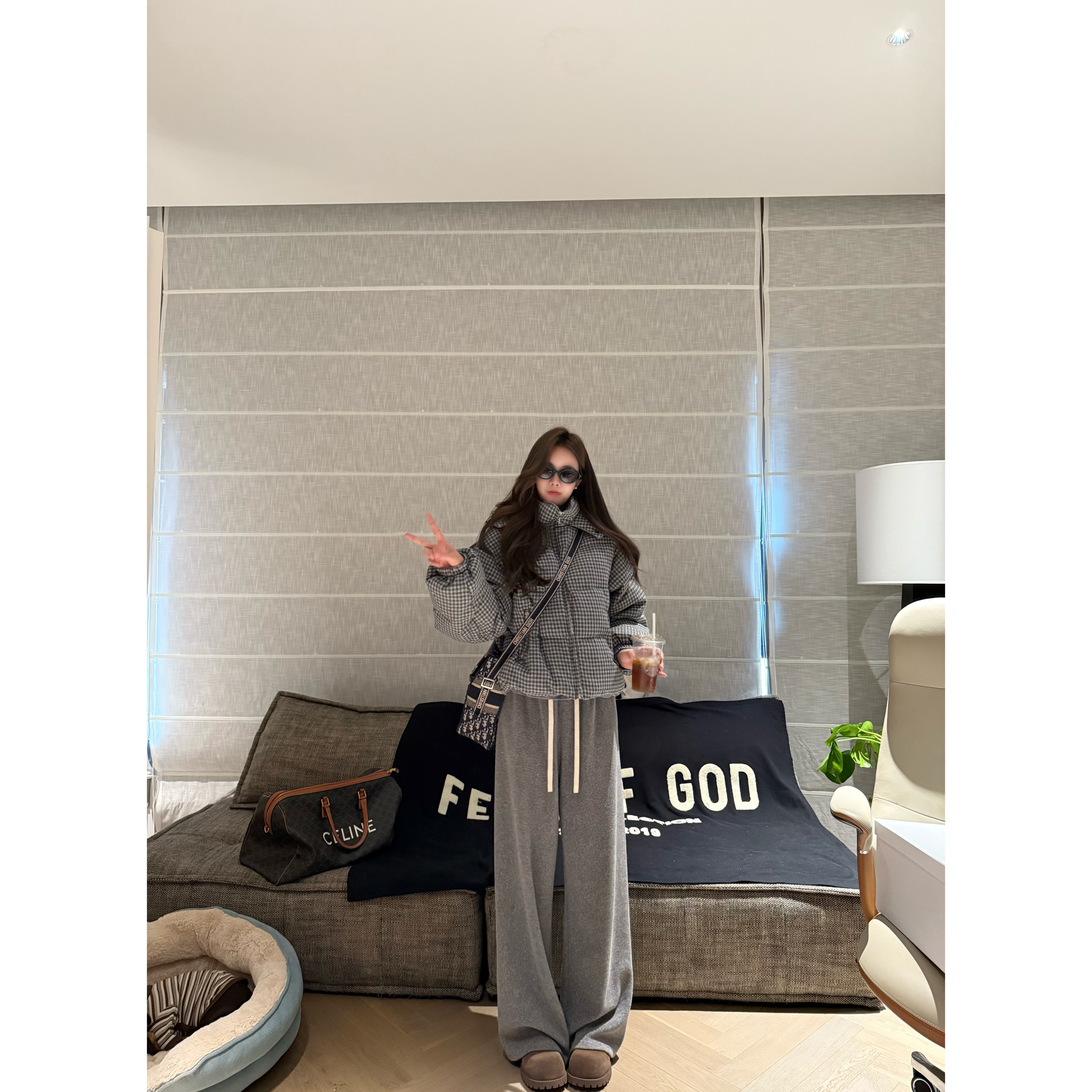 【塞纳周末】格子 羽绒服（小号）