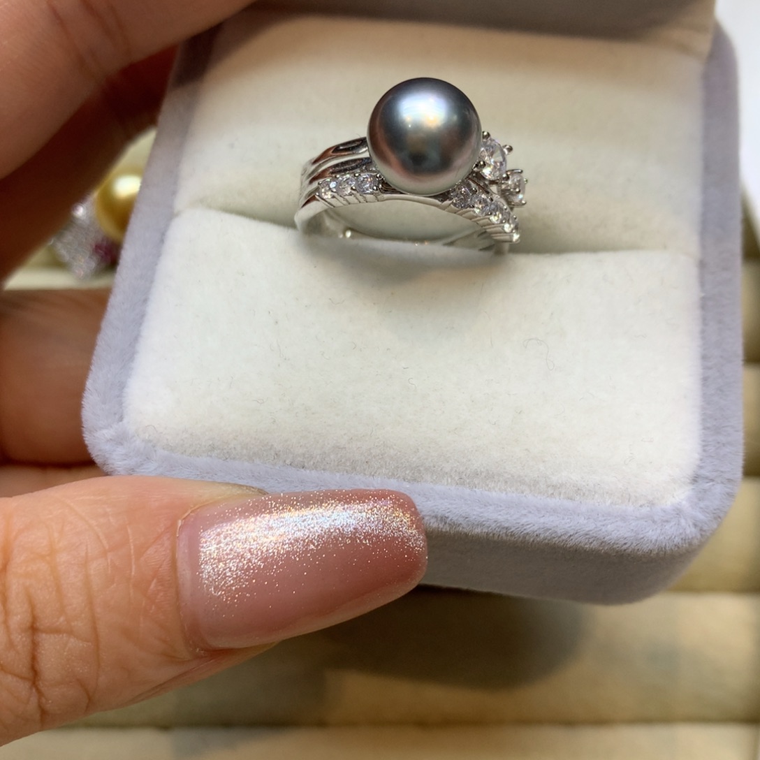 银S925镶嵌戒指海水珍珠