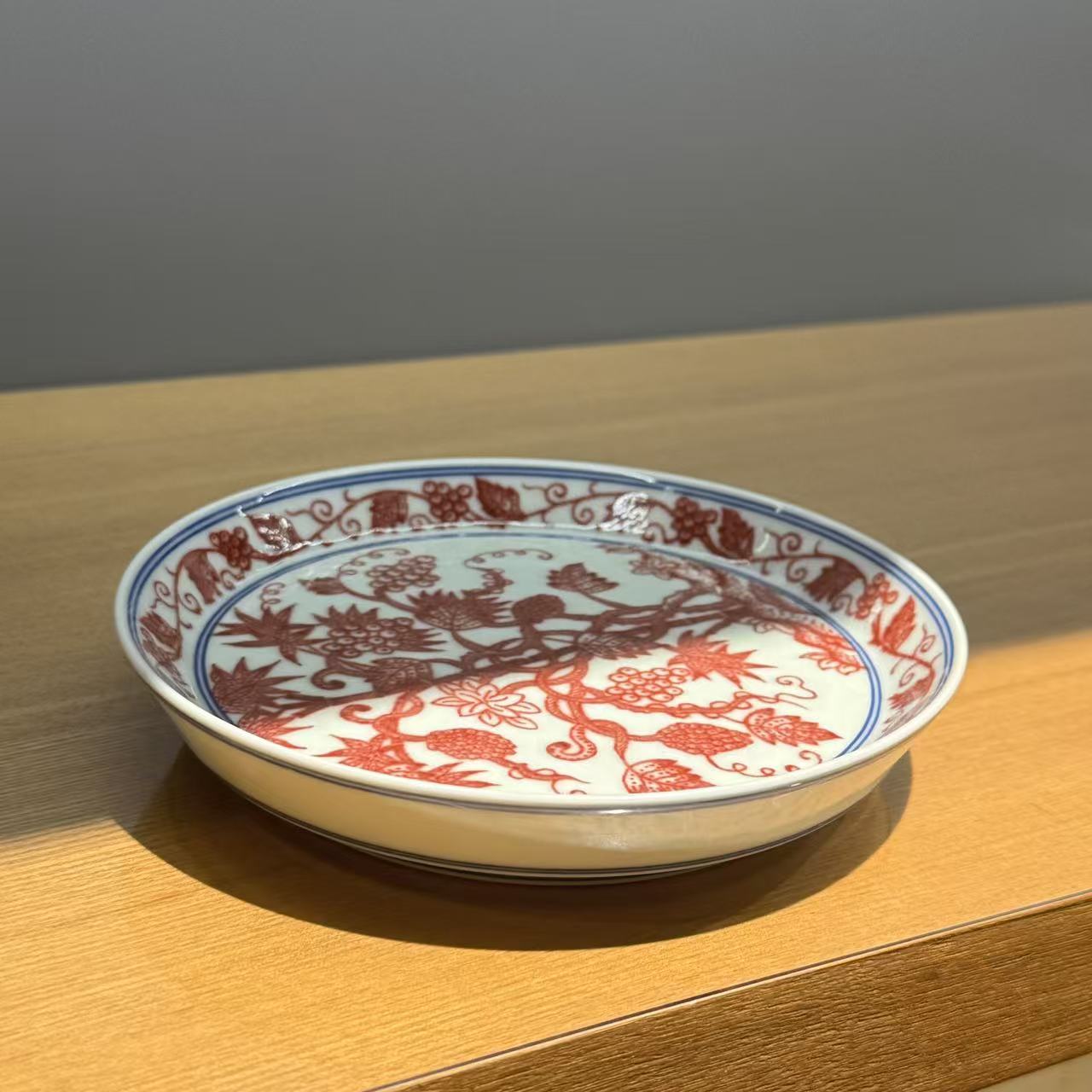 【非遗甄选】古窑御器釉里红葡萄纹壶承