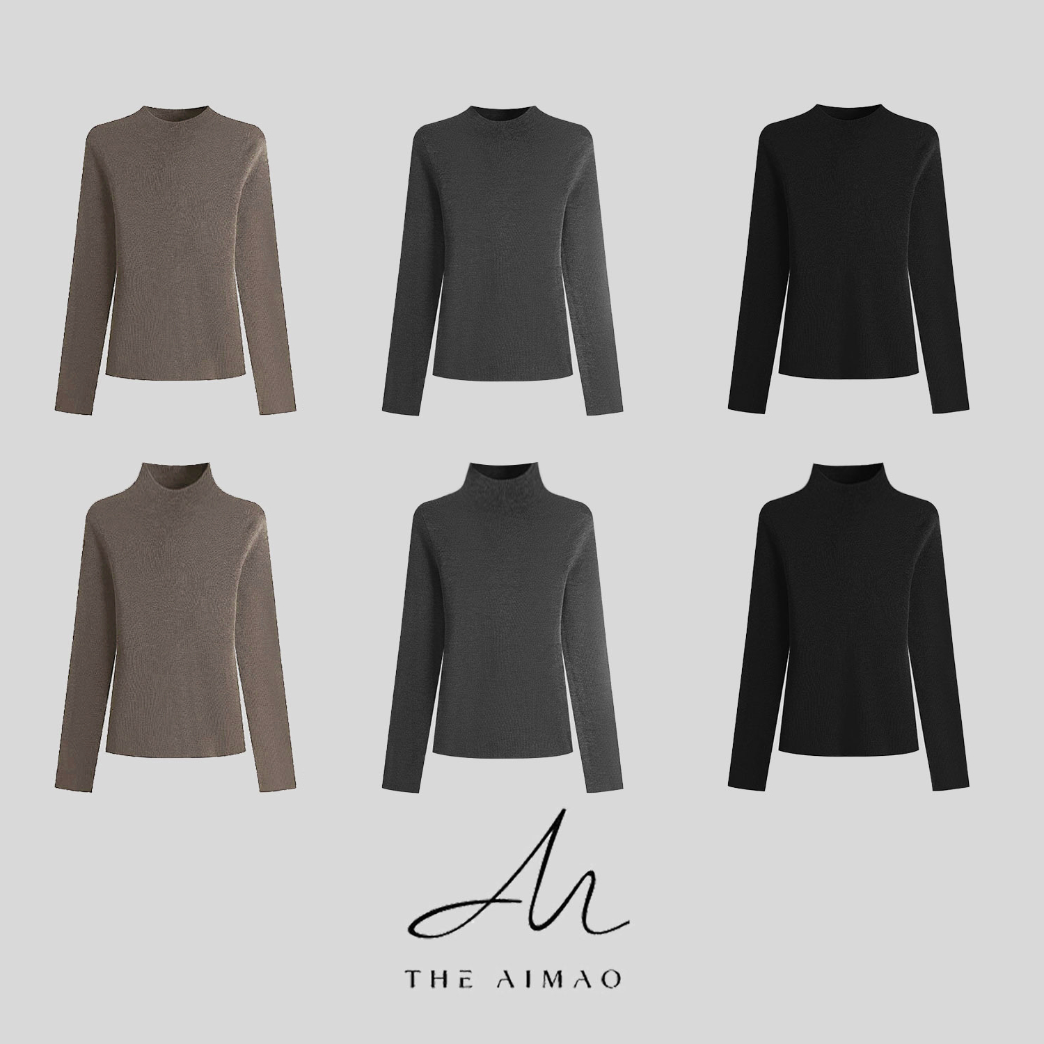 【THE AIMAO】扬子18针60支双股岛精无缝一体半高领打底衫XYX82664