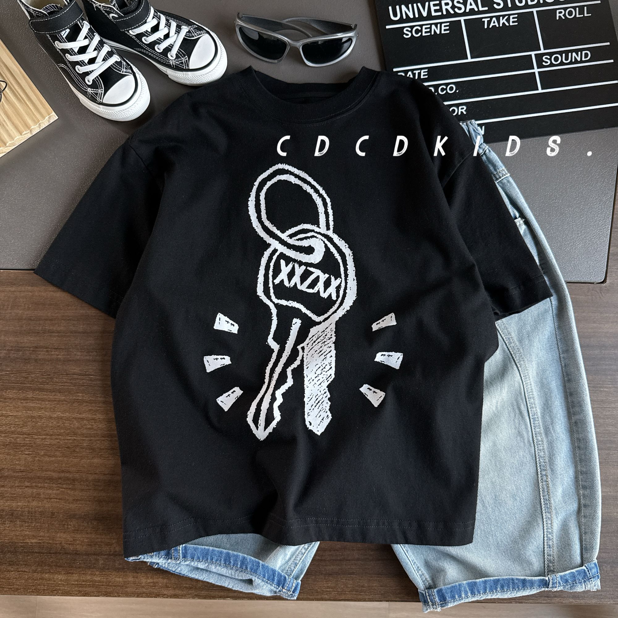 儿童夏季休闲无感印花设计短袖T恤夏装半袖男女童圆领上衣2681