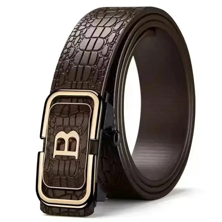 【首播福利】男士鳄鱼纹咖B色休闲商务内穿自动扣数码青年车载配件