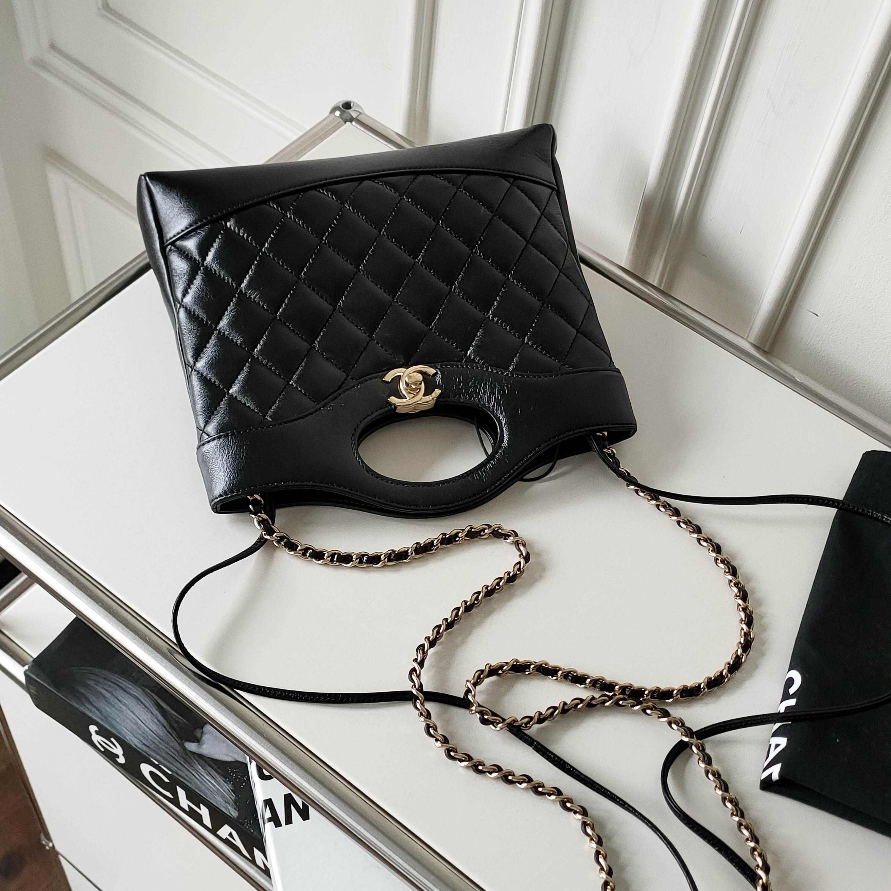 99新 Chanel/香奈儿 Azul - 24B黑金羊皮31bagmini单肩包 41086