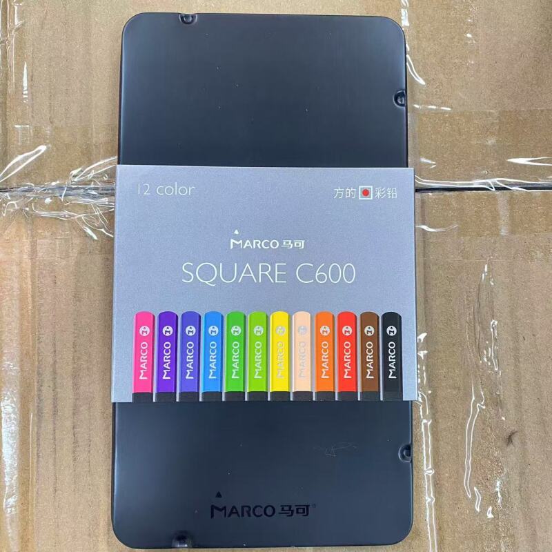 铁盒装方的彩铅12支-C600