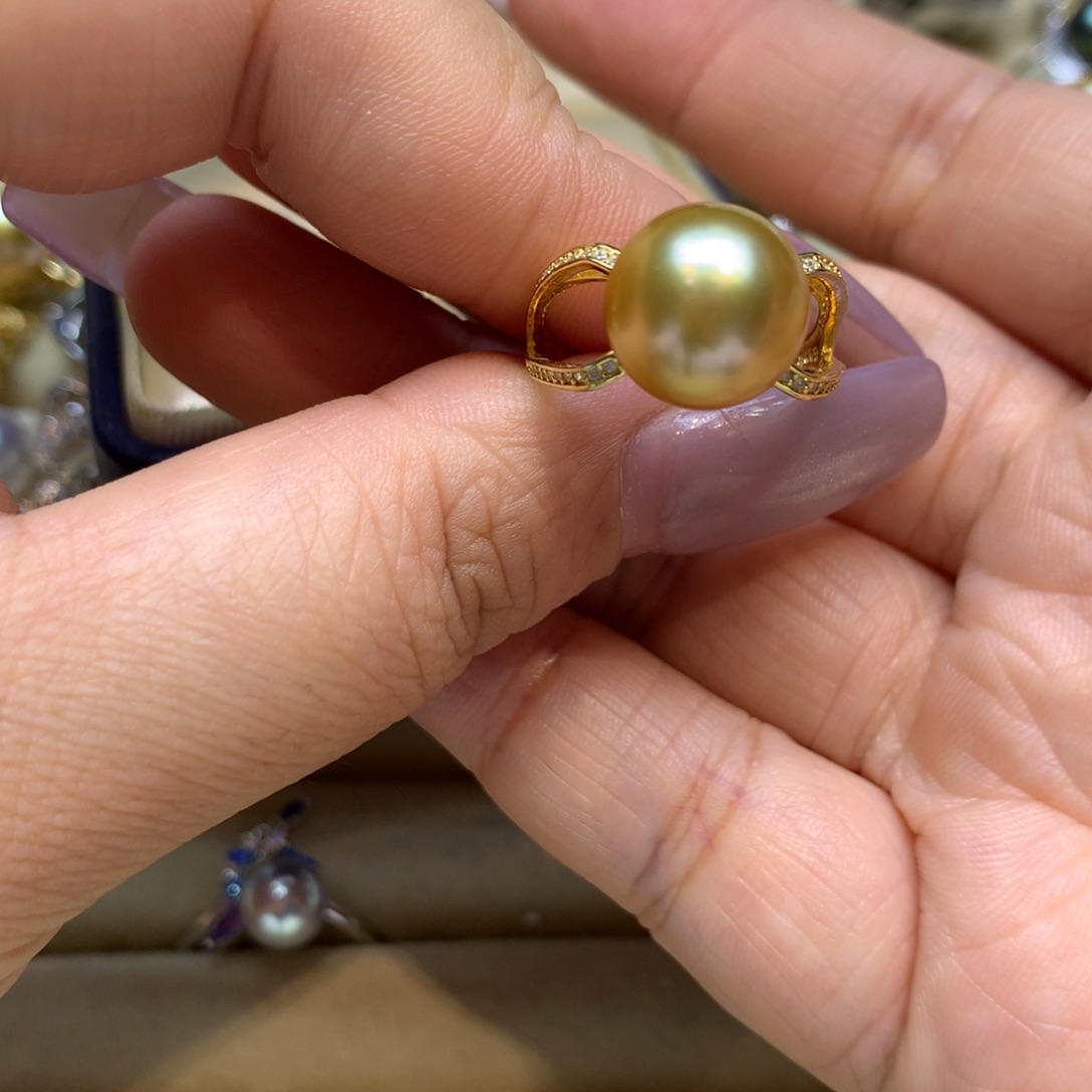 银S925镶嵌戒指海水珍珠