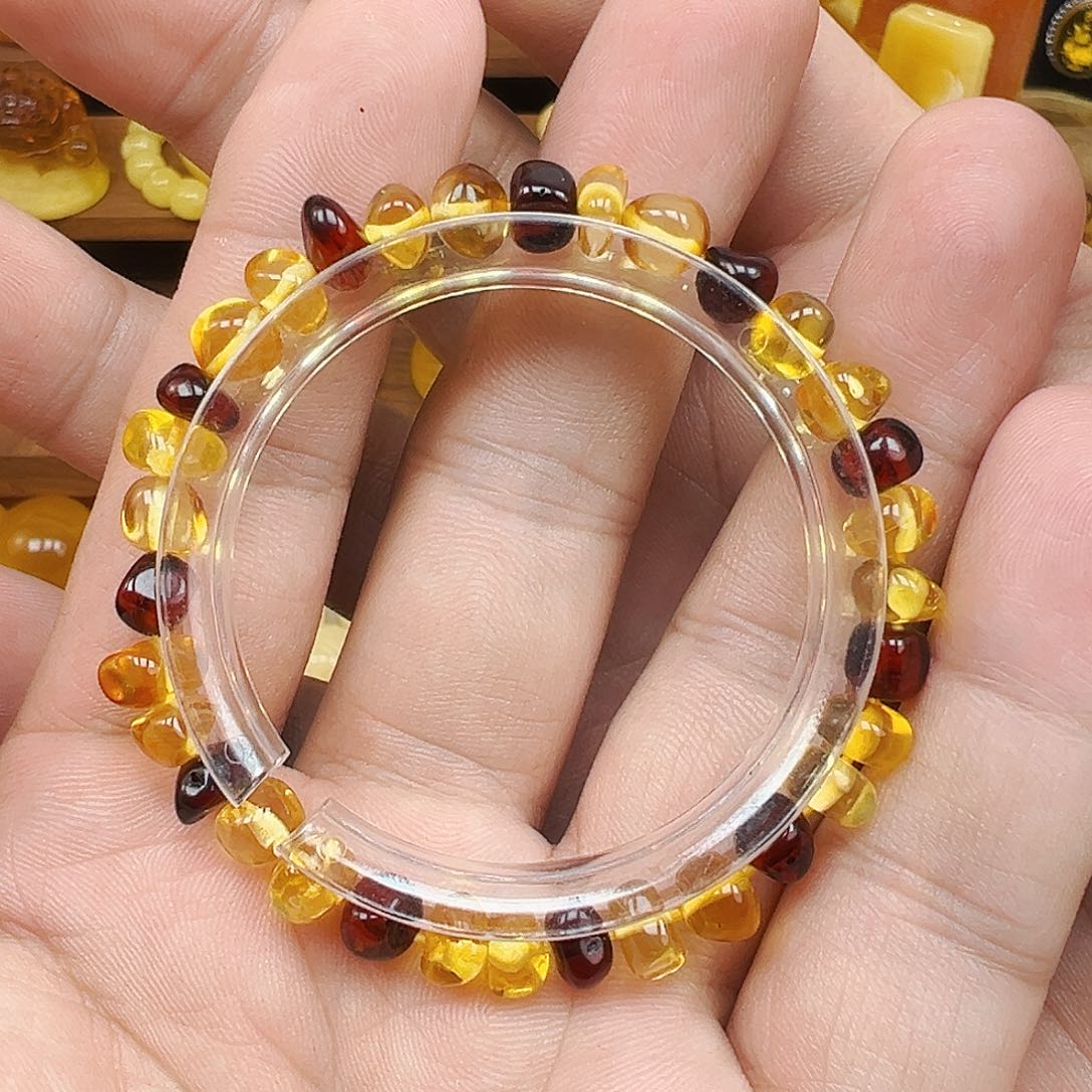 手链琥珀未镶嵌金珀随型单圈