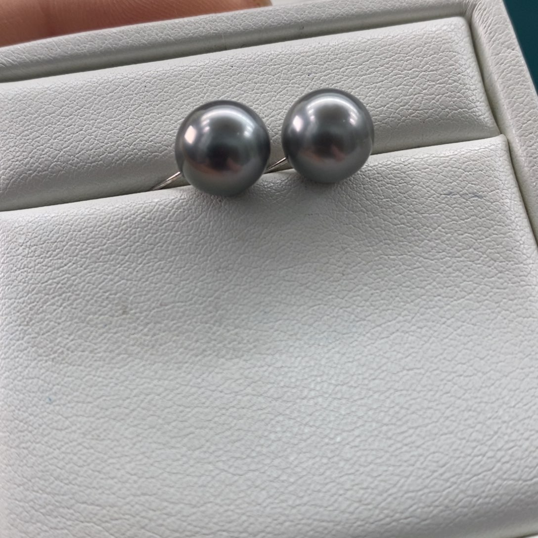 海水珍珠耳饰18K金镶嵌9-10mm