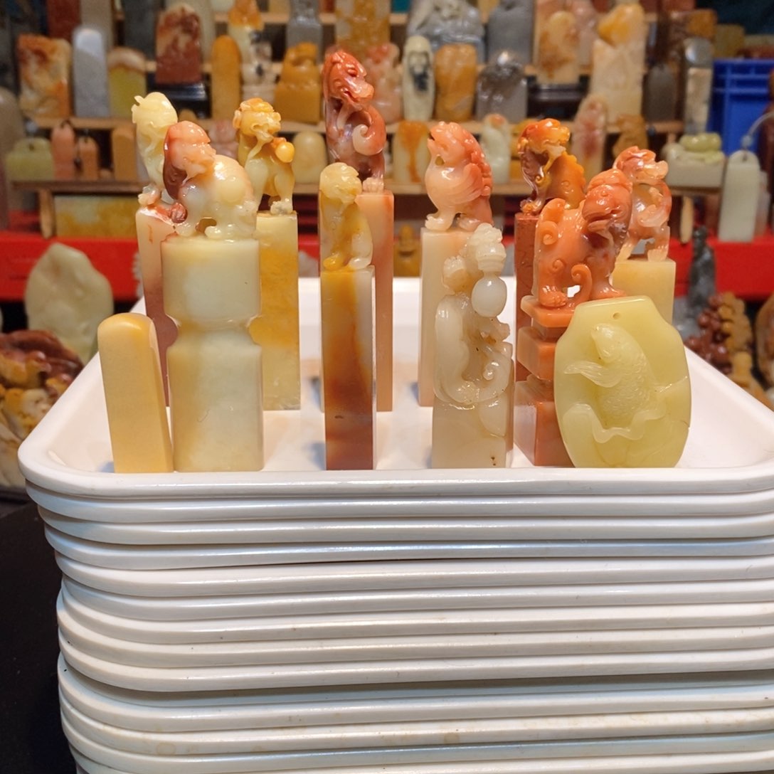 石材老*友寿山石印章10个再送挂件1个和小印章1个