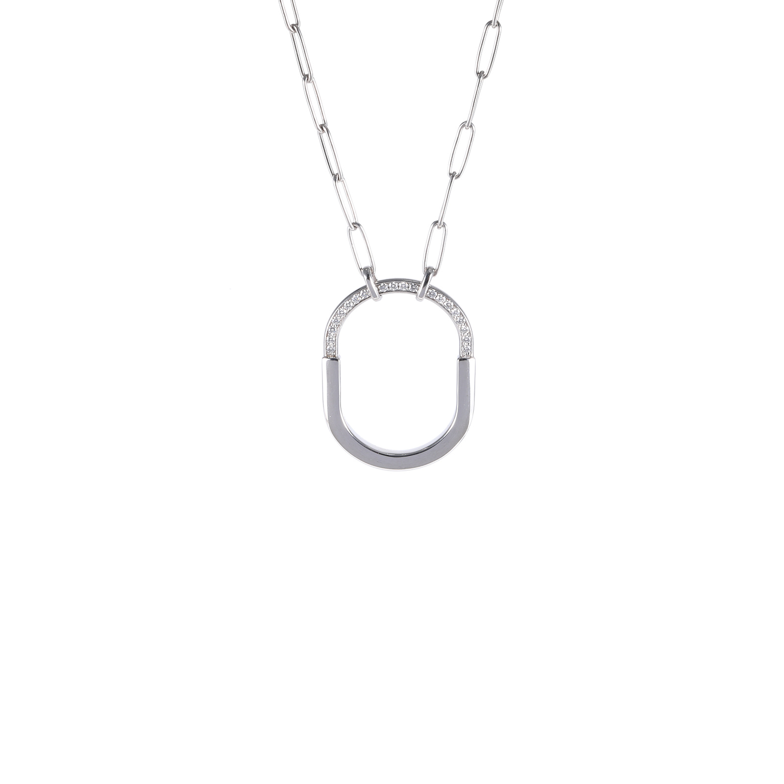 99新 Tiffany & Co./蒂芙尼 小花攀攀 18K白金 钻石lock 镶钻项链