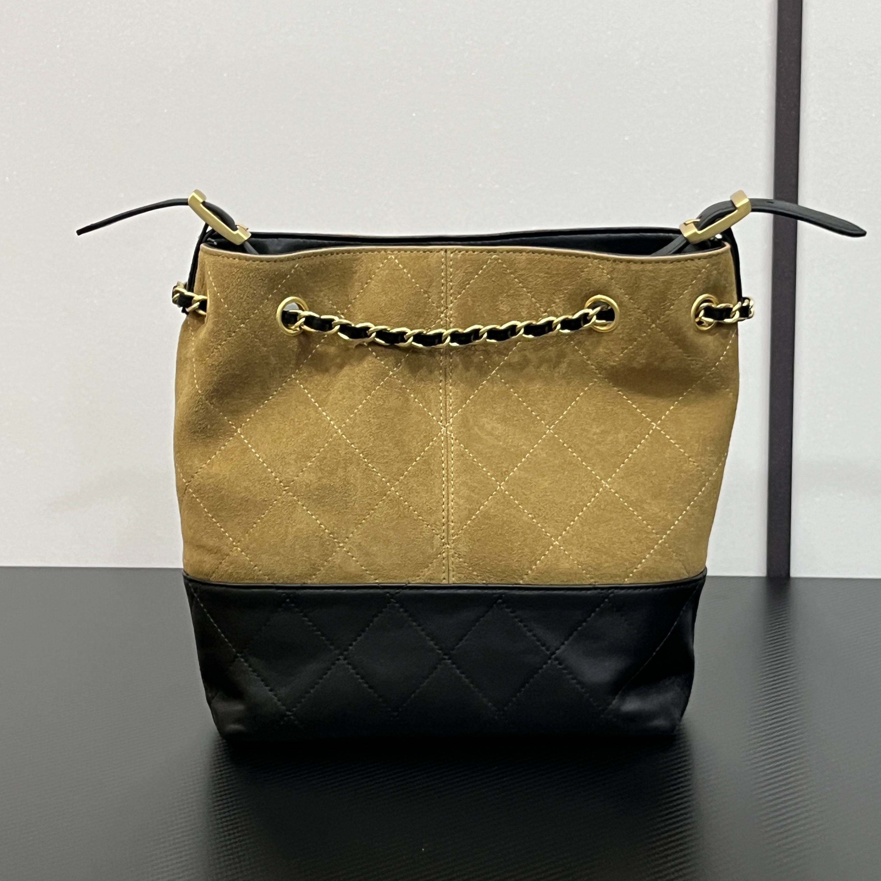 手工真皮包-8266-拼皮桶-香-棕/黑