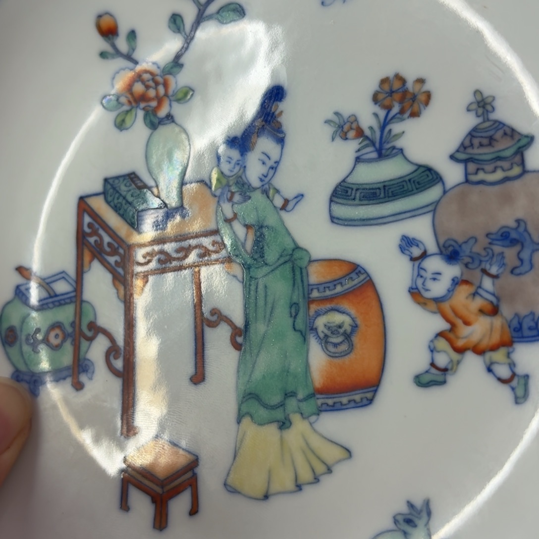 收***藏摆件摆件好看斗彩赏盘