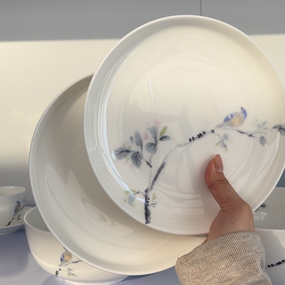 瓷片春风禾雀景德盘2只