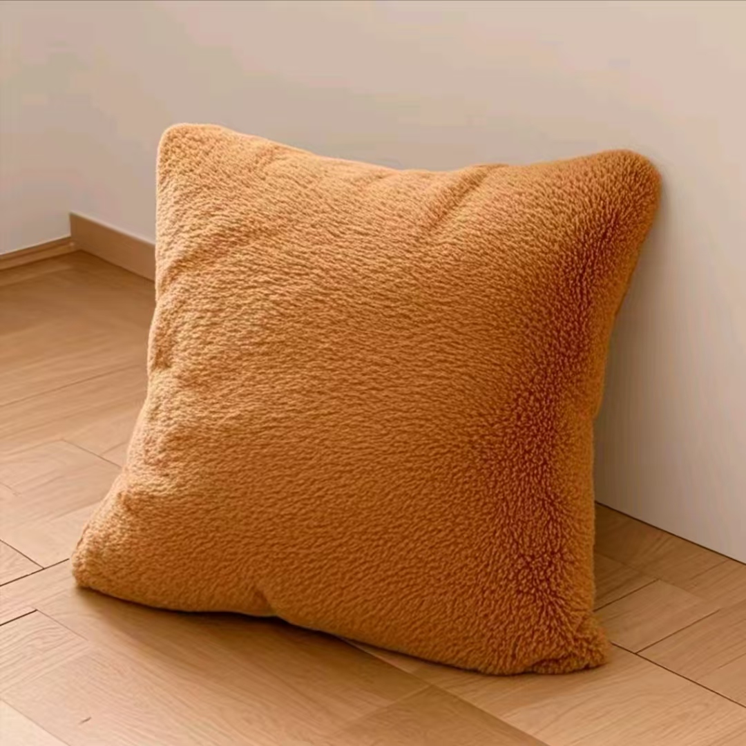 奶油风抱枕咖色牛奶绒高级感极简客厅靠垫靠枕现代风办公室抱枕