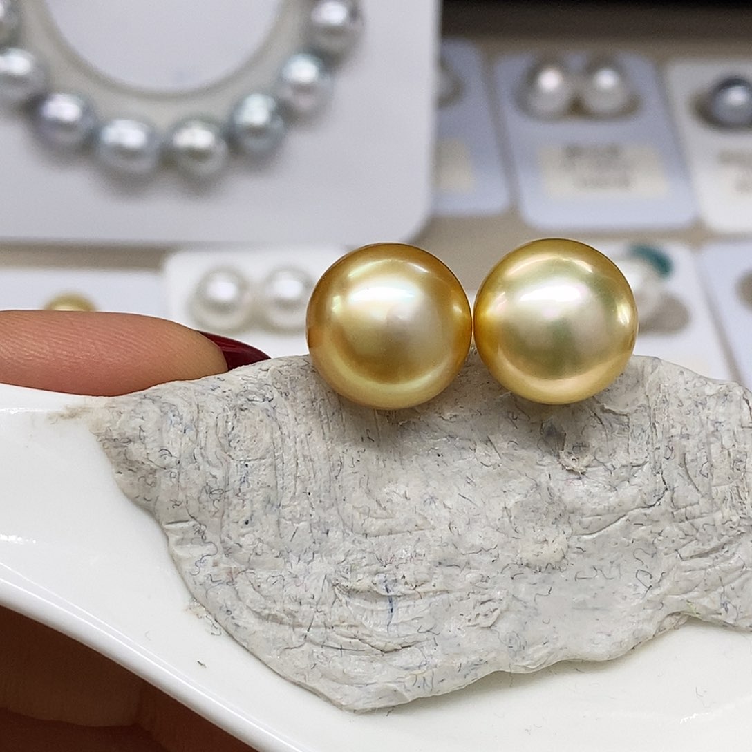 未镶嵌金珠13➕馒头对珠特价不退换海水珍珠