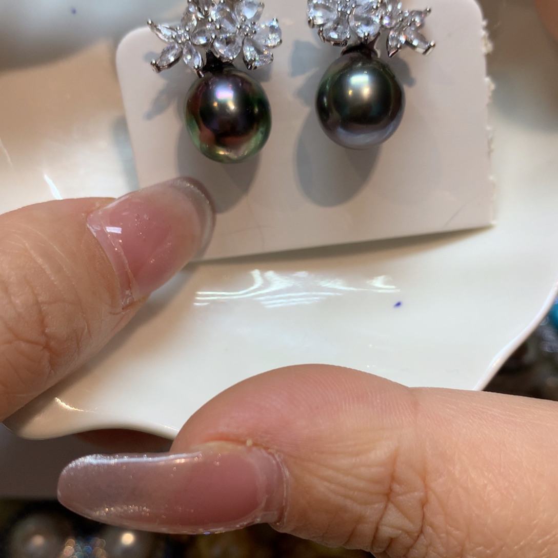 海水珍珠耳饰银S925镶嵌